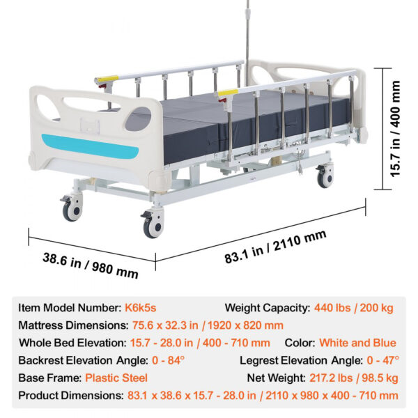 Full Electric Hospital Beds for Home Use, 3 Function Adjustable