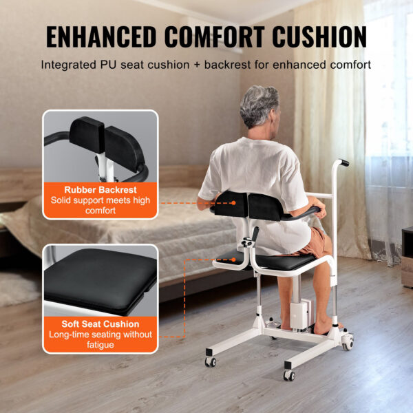 Electric Patient Lift Transfer Chair with 180° Split Seat, Adjustable Wheelchair