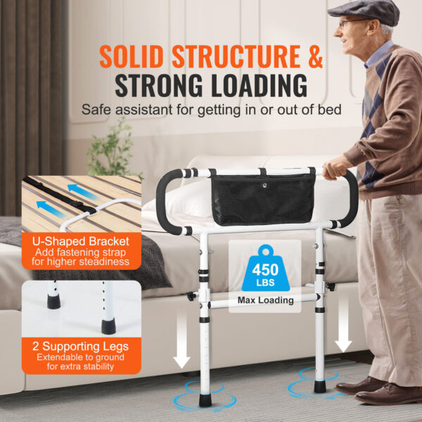 Bed Rails for Seniors, 180° Foldable, Supports Up to 450LBS