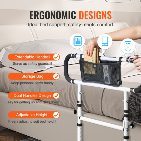 Bed Rails for Seniors, 180° Foldable, Supports Up to 450LBS