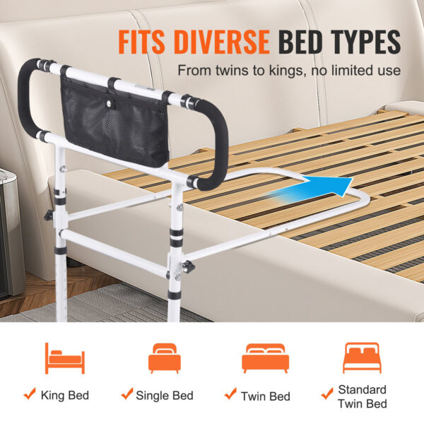 Bed Rails for Seniors, 180° Foldable, Supports Up to 450LBS