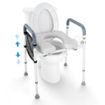 Raised Toilet Seat, Adjustable 350lbs Capacity, Padded Frame for Elderly, Handicap & Pregnant Users