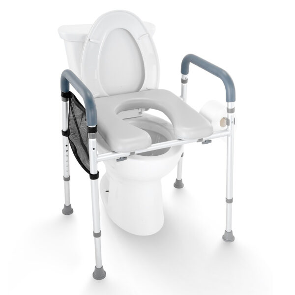 Raised Toilet Seat, Adjustable 350lbs Capacity, Padded Frame for Elderly, Handicap & Pregnant Users