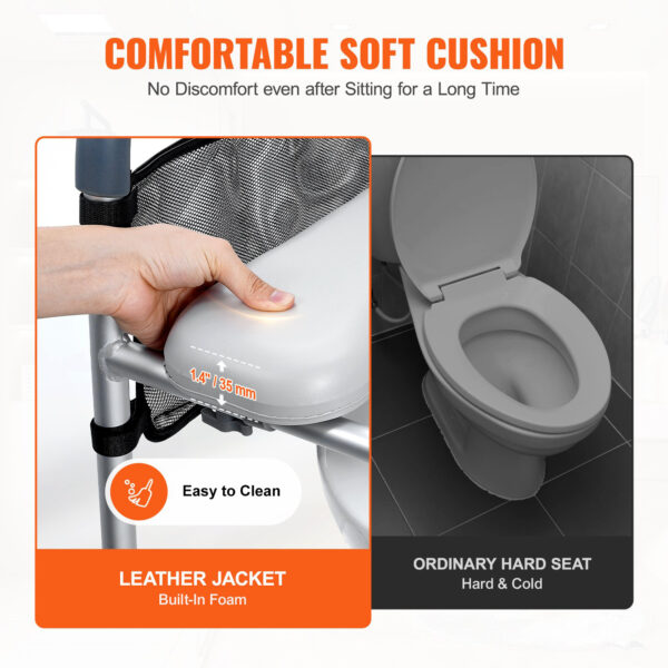 Raised Toilet Seat, Adjustable 350lbs Capacity, Padded Frame for Elderly, Handicap & Pregnant Users