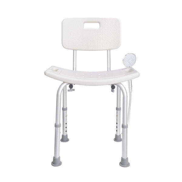 Adjustable Shower Seat with Back, Non-slip Bath Stool for Elderly, 350 lbs Capacity