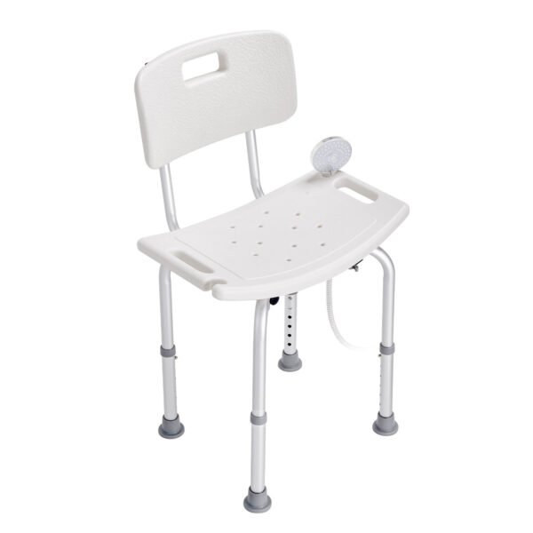 Adjustable Shower Seat with Back, Non-slip Bath Stool for Elderly, 350 lbs Capacity