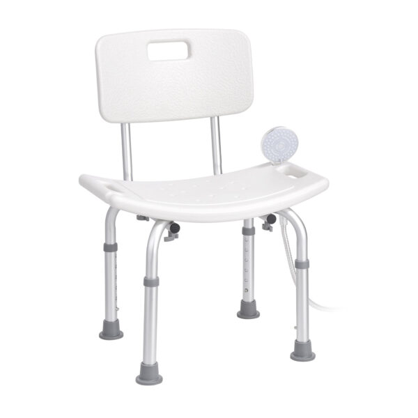 Adjustable Shower Seat with Back, Non-slip Bath Stool for Elderly, 350 lbs Capacity