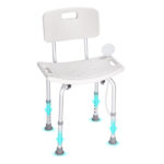 Adjustable Shower Seat with Back, Non-slip Bath Stool for Elderly, 350 lbs Capacity