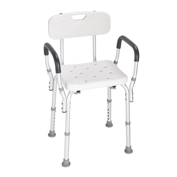 Adjustable Shower Seat, with Back & Armrests, Non-slip, 350 LBS Capacity