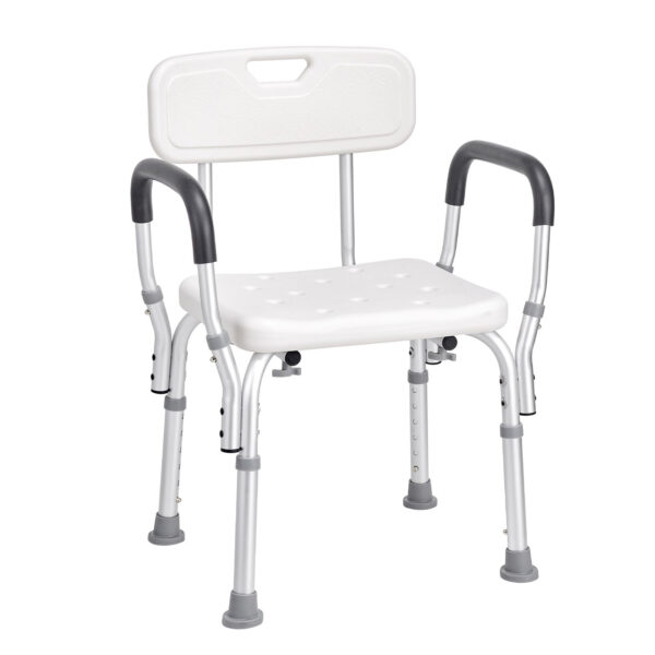 Adjustable Shower Seat, with Back & Armrests, Non-slip, 350 LBS Capacity