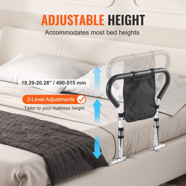 Bed Rails for Seniors, Height Adjustable, 90° Foldable Bed Assist Rail for Safety