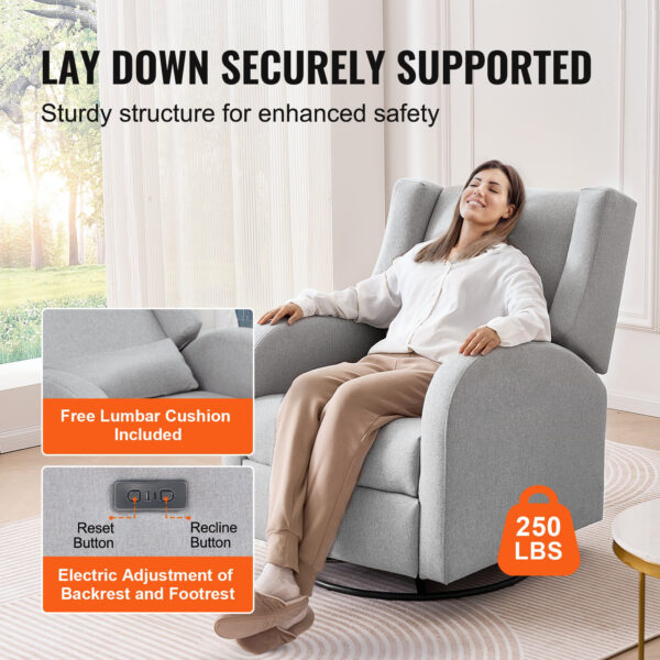 Swivel Rocker Recliner, Power Recliner with USB Port, 250 lbs Capacity for Living Room, Bedroom